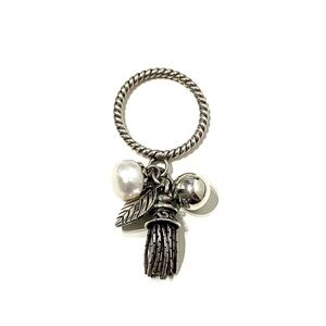 Sterling Silver Pearl Charms Tassel Ring